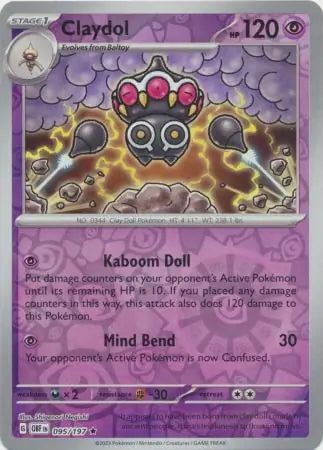 Obsidian Flames Claydol #95/197 reverse holo